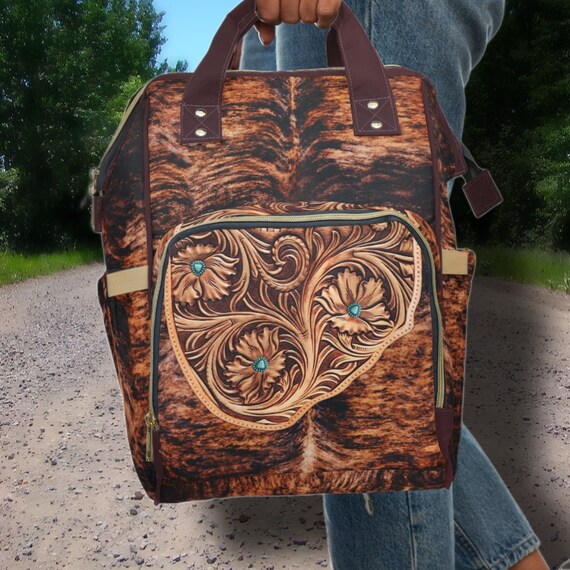 Personalized Western Backpack/diaper Bag With a DIGITALLY 