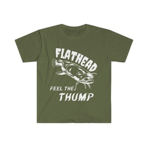 FLATHEAD Catfish T-shirt | Fishing Gift | Catfish Fishing | Reel Men Fish | River Rat Tshirt Military Green