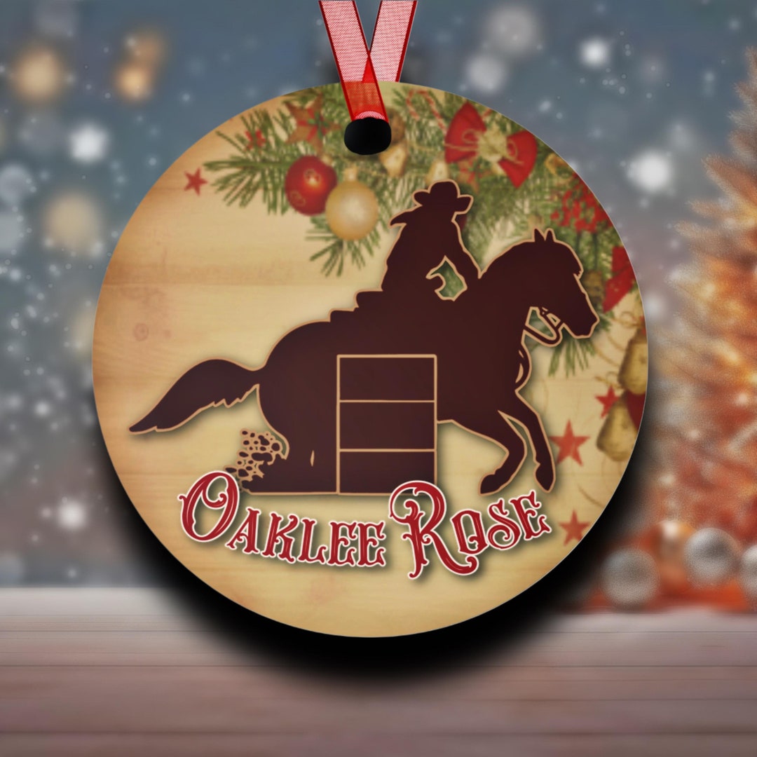 PERSONALIZED Barrel Racer Ornament, Rodeo Cowgirl Barrel Racing Custom ...