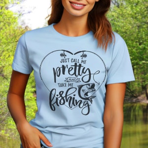 Women&#39;s Fishing Gift, Women&#39;s Valentine Fishing Shirt for Wife, Funny Fishing Gift for Her, Girlfriend Cute Fishing Tshirt, Mom Fishing Gift