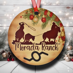 PERSONALIZED Team Roping Ranch Cowboy Western Ornament, Custom Christmas Ornament, Christmas Gift for Rancher, Western Stocking Stuffer