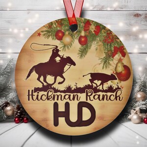PERSONALIZED Calf Roping Ranch Cowboy Western Ornament, Custom Christmas Ornament, Christmas Gift for Rancher, Western Stocking Stuffer