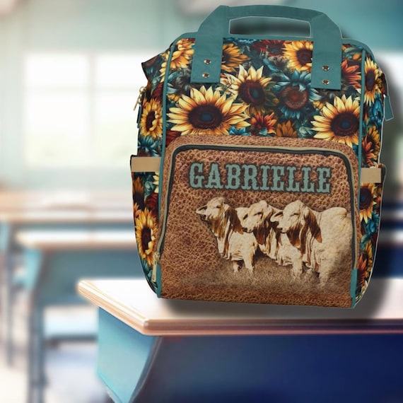 PERSONALIZED Brahman Western Backpack Western Diaper Bag, Cow - Main Image