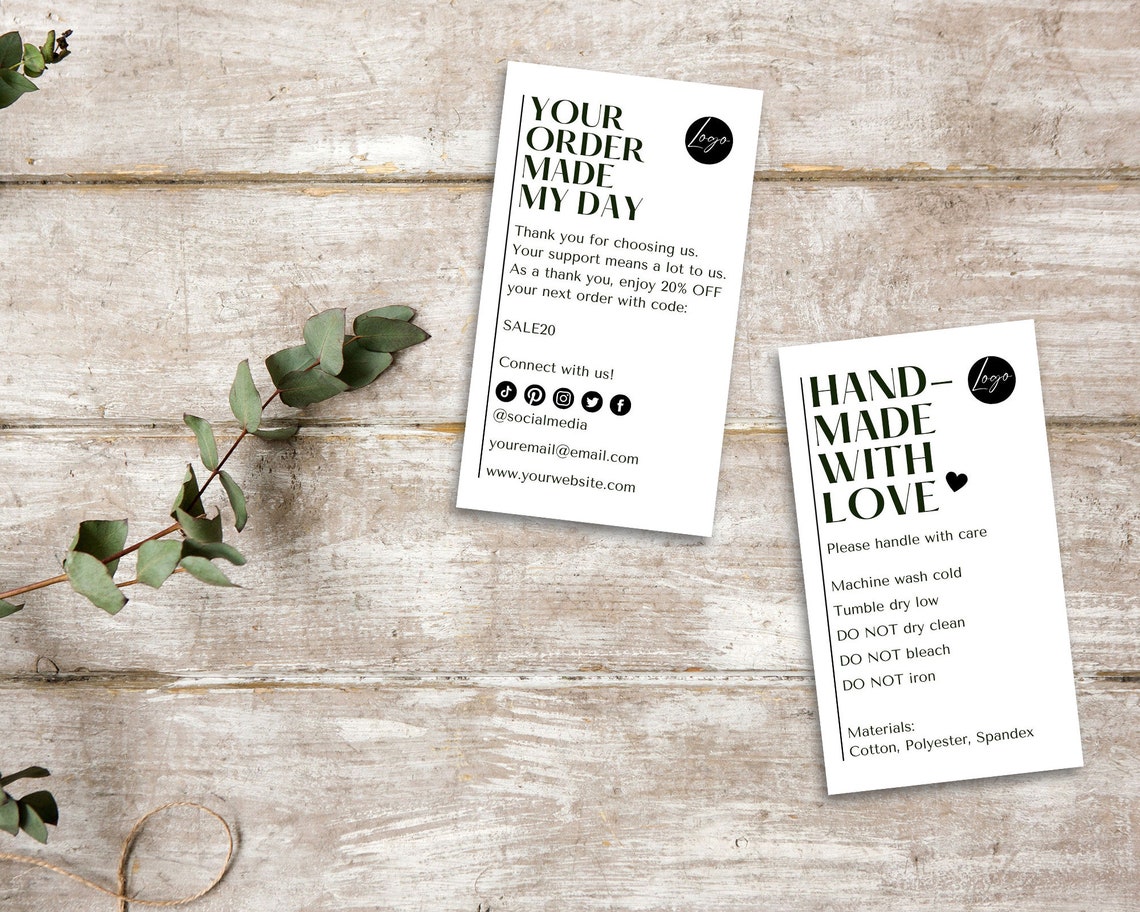 Editable Thank You Card Care Card Template Simple Care Card Modern ...