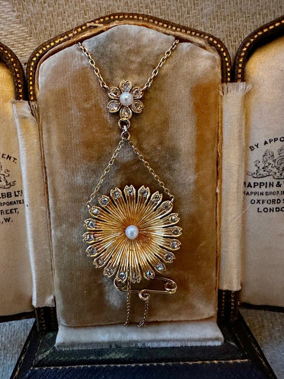 Antique Victorian Diamond and Pearl Pendant - image 2