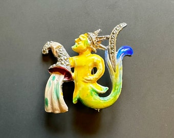 Broche Neptune en émail