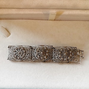 Antique Greek Silver Filigree Bracelet