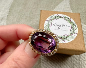 Victorian Amethyst and Seed Pearl Brooch