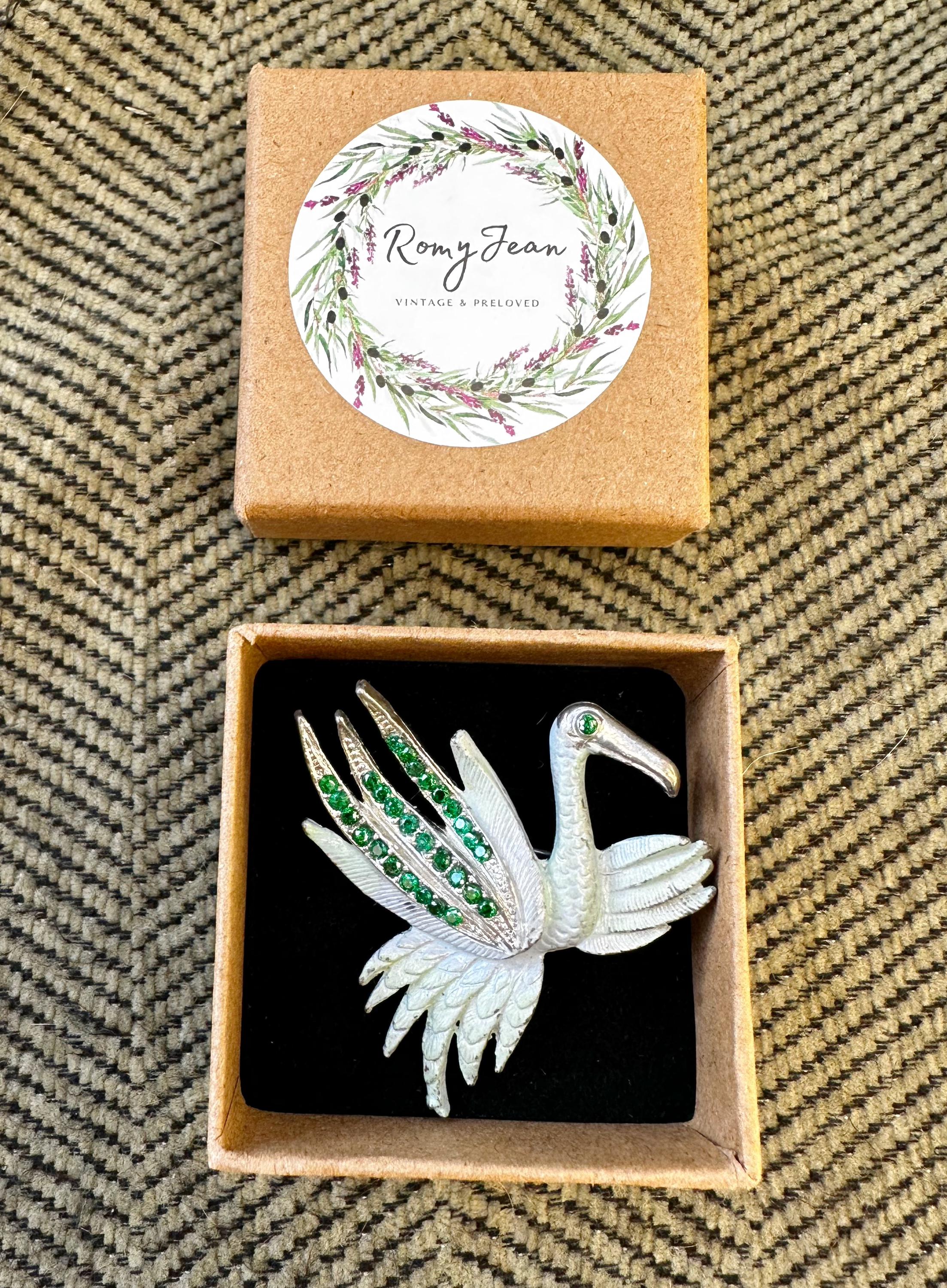 Pince à Cravate Vintage Canard - Doré Ovale Avec Couleurs Vives - État Comme Neuf