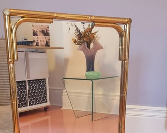Espejo de imitación de bambú de Maison Baguès, años 70 vintage