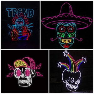 Skull Custom Neon Sign | Neon Sign Anime | Custom Neon Sign Personalized | Anime Figures Personalized Neon Sign | Custom Wall Decor