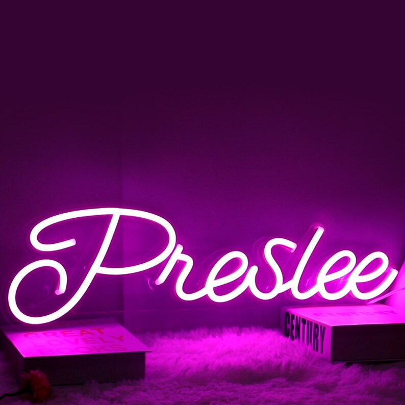 Pink Neon Sign LED Name Light Aesthetic Custom Neon Pink Etsy