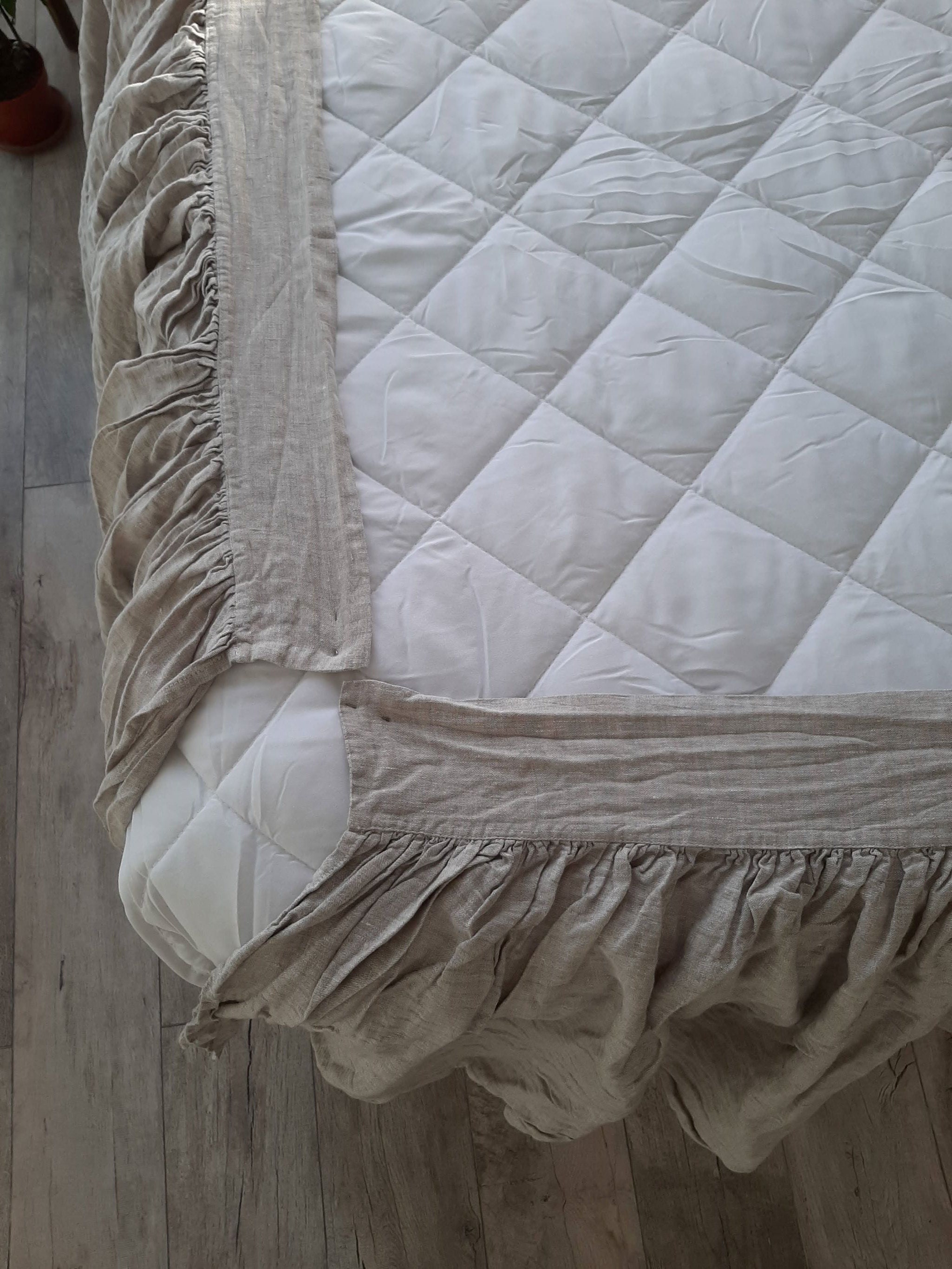 Linen Dust Ruffles for the Mattress. Linen Bed Skirt. Bed Etsy
