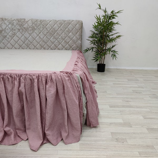 Linen dust ruffles for the mattress. Linen bed skirt. Bed panels. Linen bedding. Gift for her. Ruffled bed panels. Ruffle bedskirt.