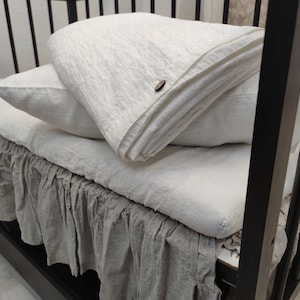 Crib bedding linen set. Linen duvet cover. Linen bedding set. Baby girl bedding. Toddler duvet cover. Organic bedding. Custom size. Baby set