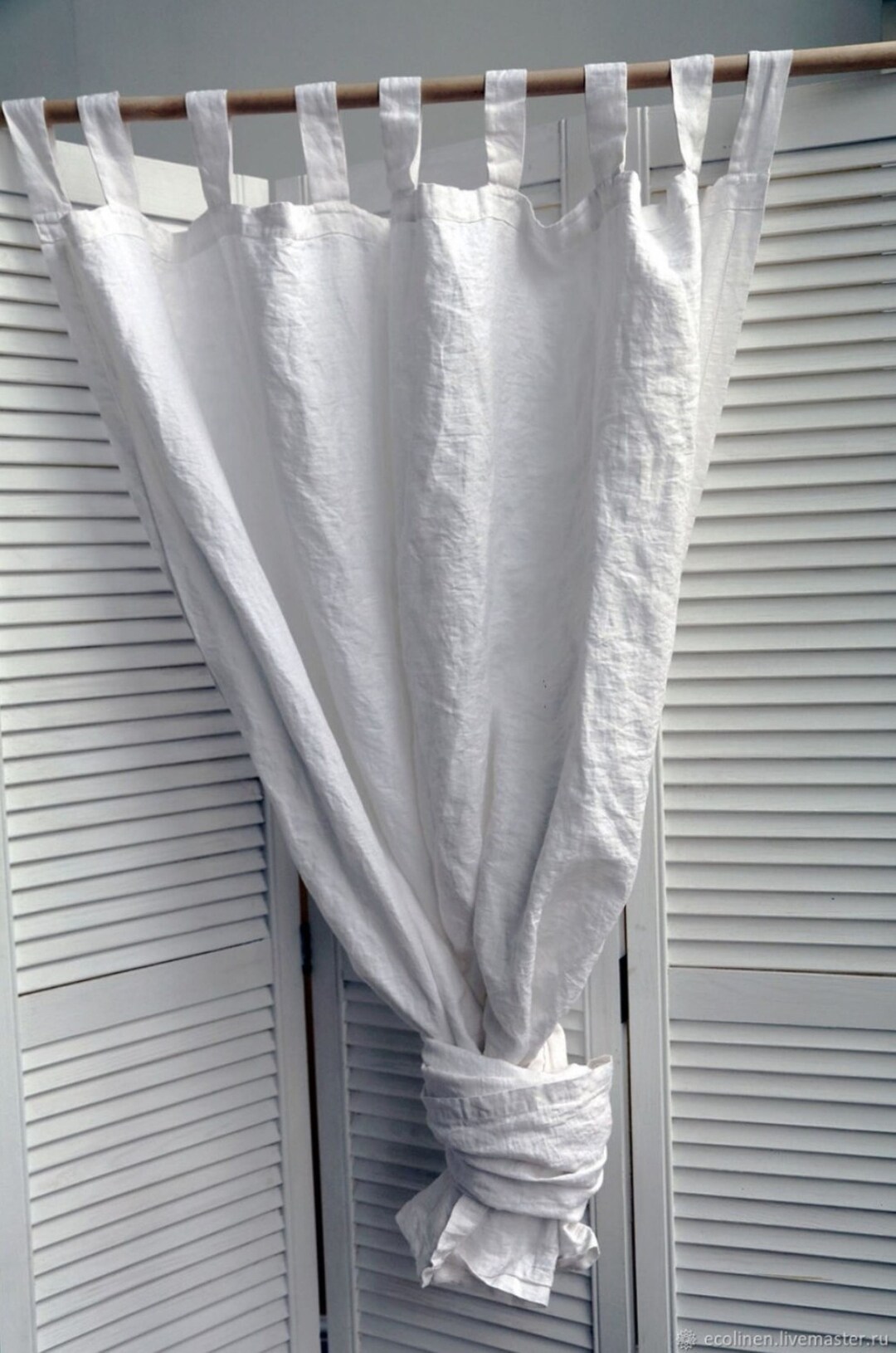 Cortinas de linho com abas de 55" de largura, painel de tratamentos de ...