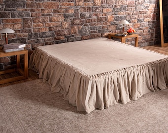 Linen Bed Skirt - Dust Ruffle for Full, Queen, King, Twin Sizes – Elegant & Tailored Bedding Skirt
