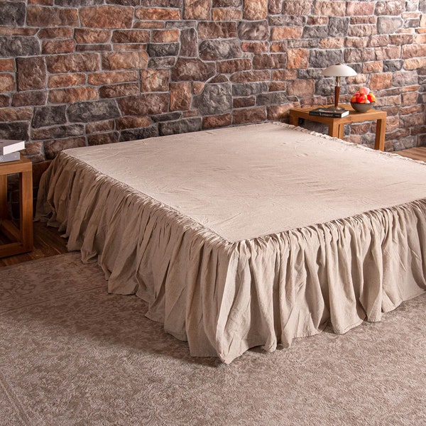 Natural color Linen Bed skirt Ruffle Bedskirt Ruffled bed skirt Stonewashed linen Bedskirt Linen Bedding Linen Bed Cover Linen Dust Ruffle