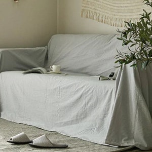 Natural Linen Sofa Cover Sofa Slipcover Linen Couch Cover Linen Bedspread Large Couch Cover Linen Couch Throw Linen Coverlet