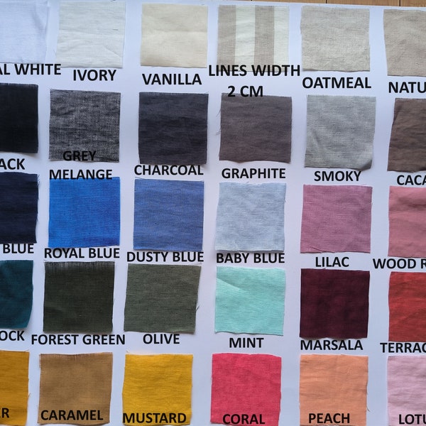 Linen Fabrics Swatches Set of Samples FREE SHIPPING linen bedding many colors