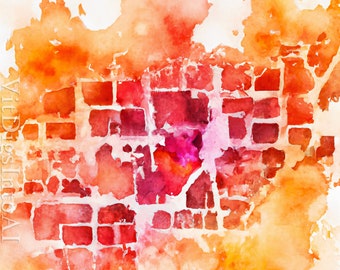 Abstract City Map - Fall Colors - AI Generated Art - Artificial Intelligence Art - Abstract City - City Art - Abstract Poster