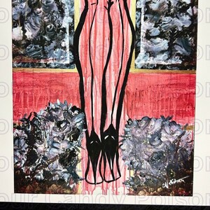 Bloody Worship |8X10in Painting Print, Fine Art Print, High Quality Print, Goth Art, Legs, Dark Art, Gothic Art, Stockings Art, 8X10 Print