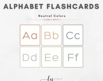 Printable Alphabet Flashcards: Neutral Colors, ABC Learning (Digital Download)
