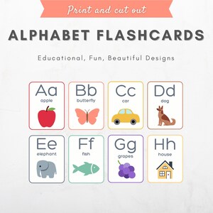 Tarjetas didácticas del alfabeto, tarjetas didácticas imprimibles, tarjetas didácticas preescolares, tarjetas didácticas del abecedario, aprender el abecedario, tarjetas para niños, descarga digital