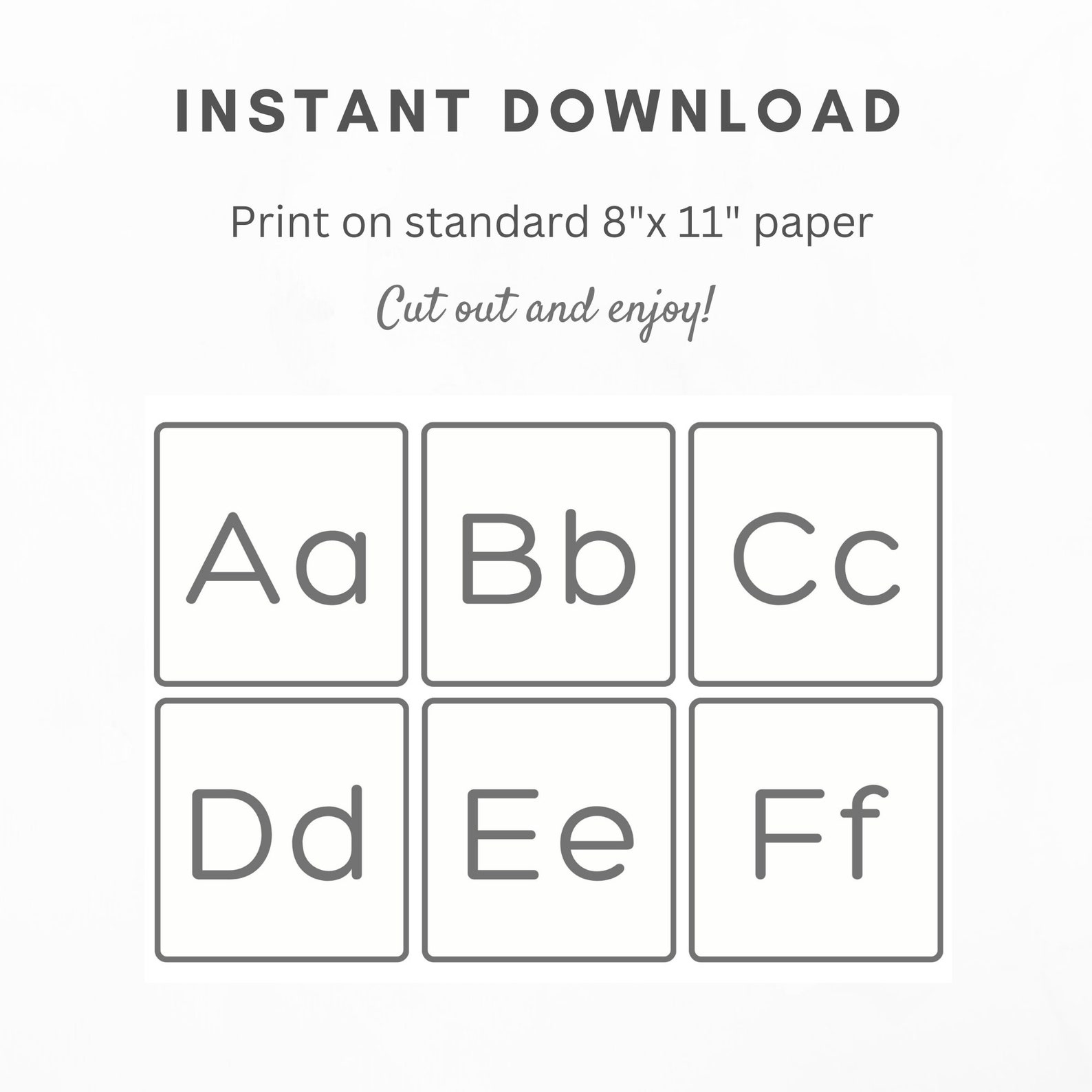 Alphabet Flashcards Printable, ABC Cards, Learn the Alphabet, Preschool
