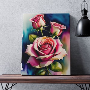 Rose Wall Art Rose Flower Home Decor Colorful Rose Art Watercolor Rose Flower Home Art Abstract Rose Red Rose Canvas Wall Decor For Home
