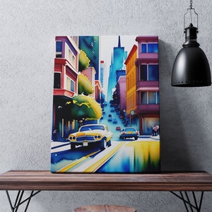 Streets Of San Francisco Kunst San Francisco Wandkunst SF Stadt Leinwand Wand-Dekor San Francisco Home Decor SF Aquarell Malerei San Francisco