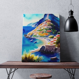 Amalfi-Küste-Wand-Kunst Schöne italienische Küste-Kunst Amalfi-Küste-Wand-Dekor Amalfi-Italien-Haus-Kunstwerk Amalfi-Küste-Aquarell-Kunst-Italien-Dekor