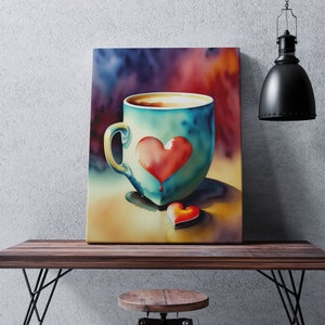 Kitchen Home Decor Coffee Wall Artwork Coffee Heart Cup Watercolor Coffee Art Heart On Coffee Cup Art Coffee Abstract Art Coffee Watercolor