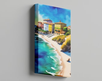Amalfi Coast Watercolor Painting | Italy Coast Art Print