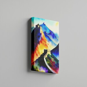Great Wall Of China Art Canvas China Art Great Wall Colorful Watercolor China Canvas Artwork China Poster Colored Framed Poster China