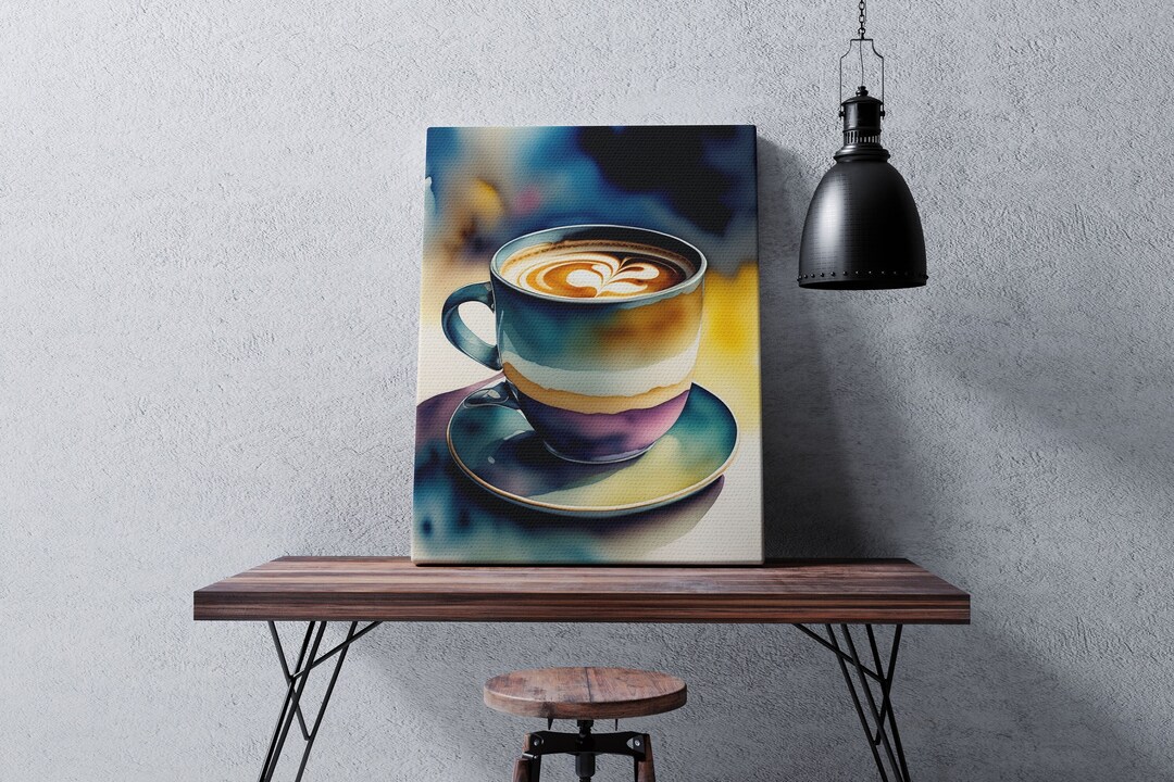 Coffee Shop Decor Coffee Wall Art Colorful Coffee Cup Art Kitchen Wall