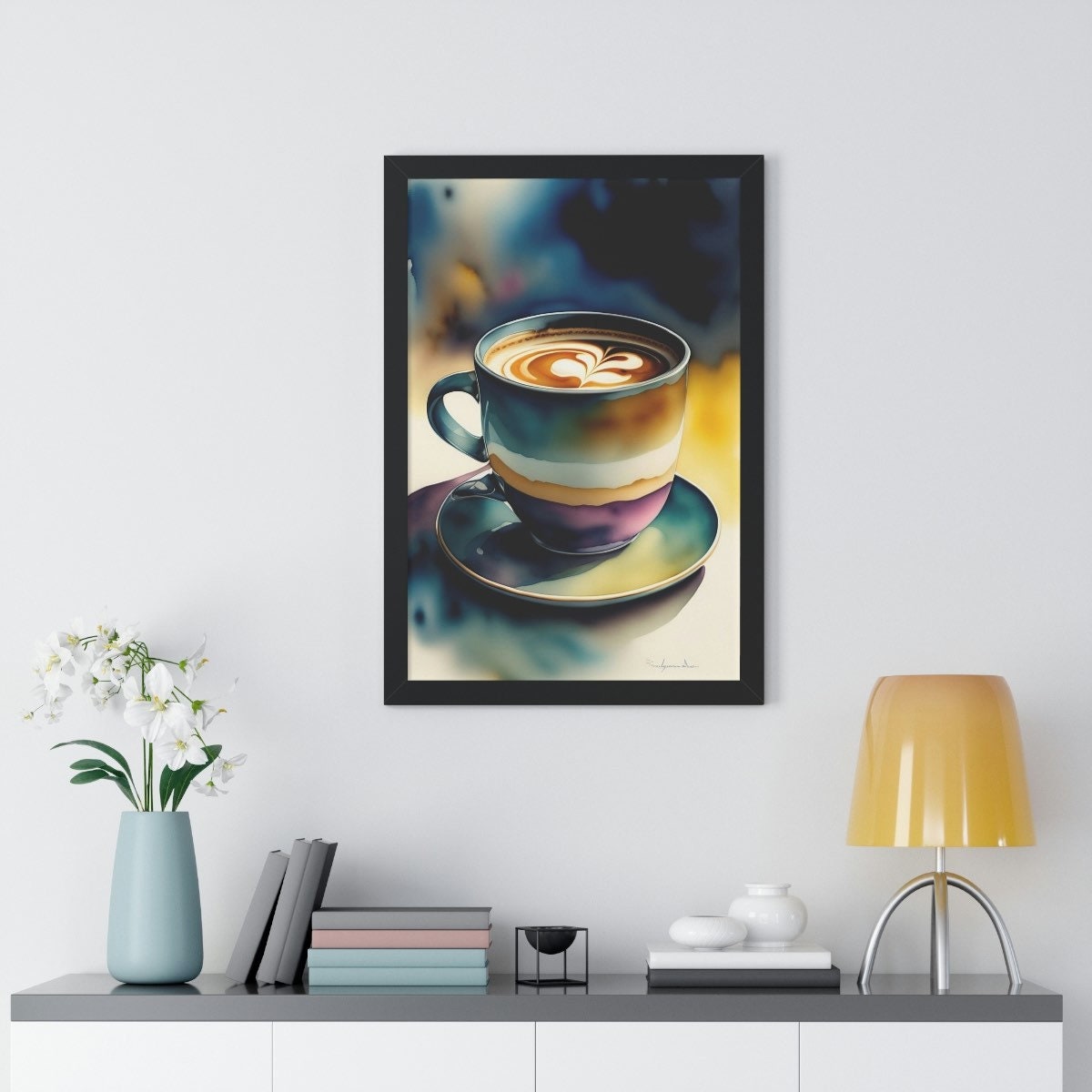 Coffee Shop Decor Coffee Wall Art Colorful Coffee Cup Art Kitchen Wall