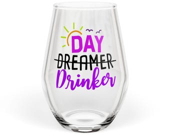 Day Drinker Stemless Wine Glass | Playful Cheeky Drinkware