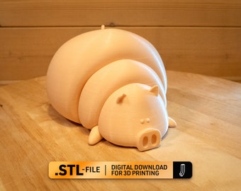Curvy piggy bank, coin bank, gift for kids, money box  - STL file for 3D printing