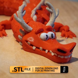 Articulated dragon, kids toy  - STL file for 3D printing