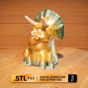 Triceratops skrivbordskruka STL-fil, 3D-utskriftsmodell (digital nedladdning)