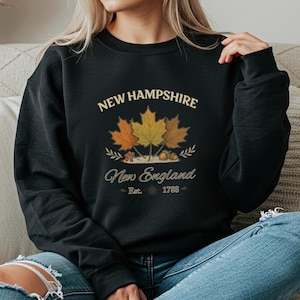 New Hampshire Sweatshirt, Leaf Peeping Sweater, Connecticut Vacation Shirt, New England Souvenir Shirt, Cute Fall Shirt, Falling Leaves