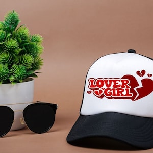 Schwarz-weiße Lovergirl Trucker Mütze