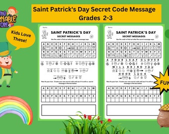 Juegos del Día de San Patricio: mensajes de código secreto para niños / Juego de 4 imprimibles / PDF listos para imprimir para niños / Hoja de trabajo de actividades divertidas