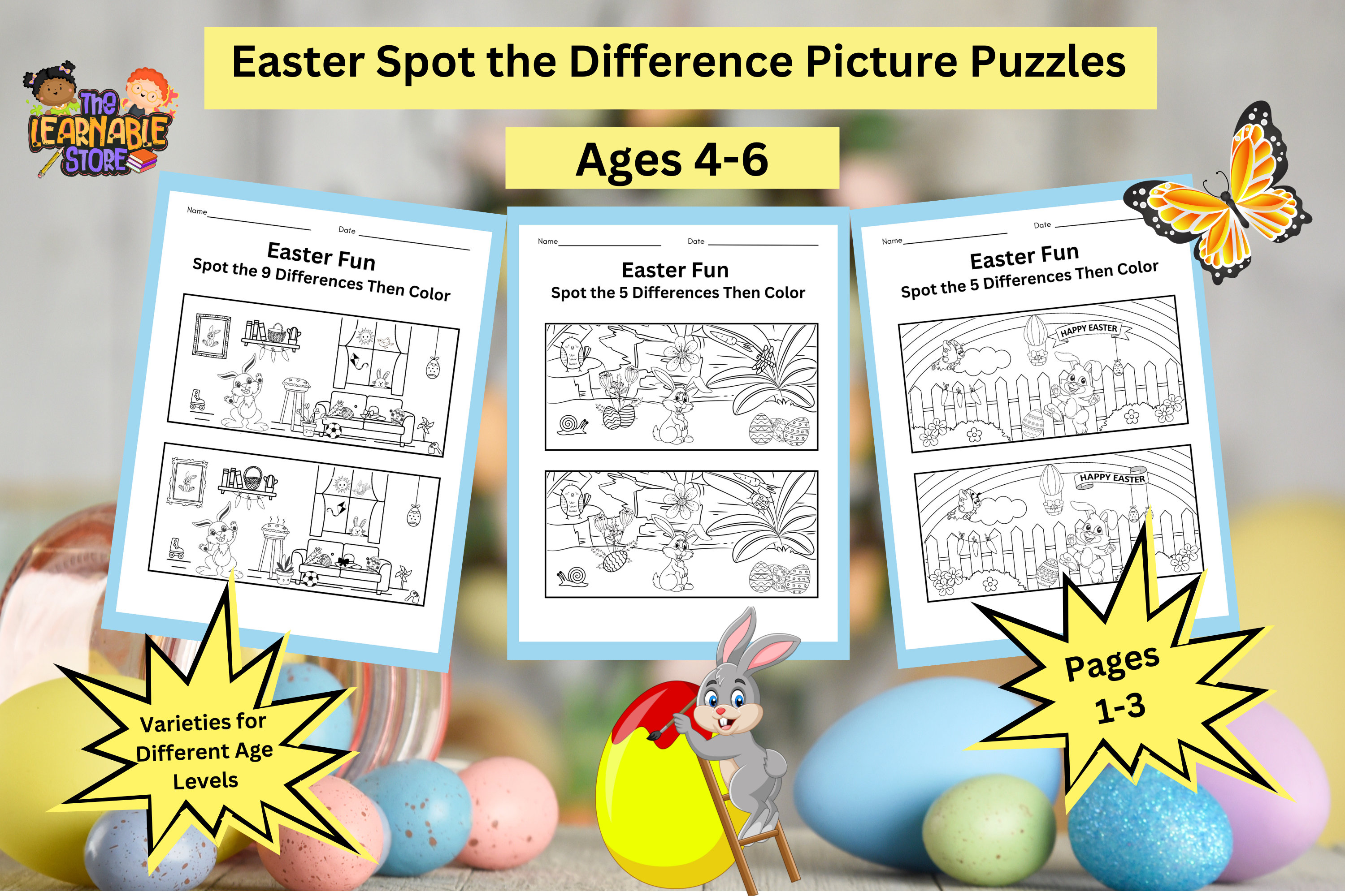 Easter Spot the Difference Game for Kids Ages 4-8 | 10 Ready to Print ...