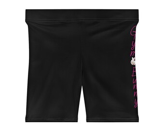 Gym Bunny Damen Bikershorts in Schwarz mit rosa Buchstaben