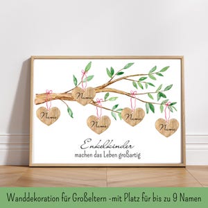 cartel personalizado de nietos ? Decoración de pared para abuelos | Arte familiar | Decoración | Regalo para abuelos