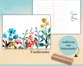 Desk calendar - floral birthday calendar | perpetual calendar | Postcard calendar with card stand | Watercolor flowers | A6