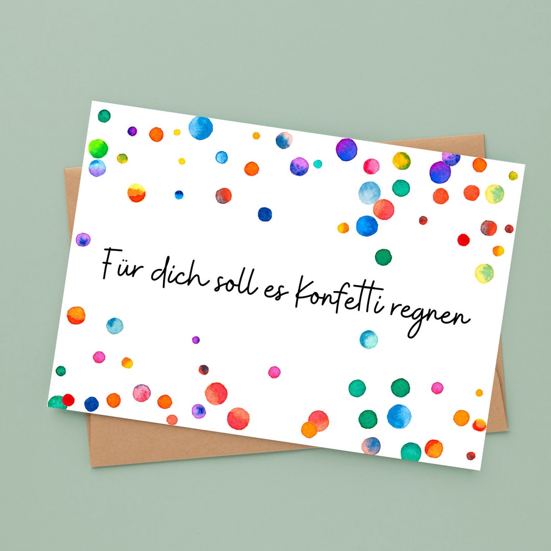 Postkarte oder Klappkarte - Konfettiregen | Für dich soll es Konfetti