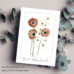 Trauerkarte - zum Abschied | Beileidskarte | Klappkarte inkl. Umschlag | Aquarell Pusteblume
